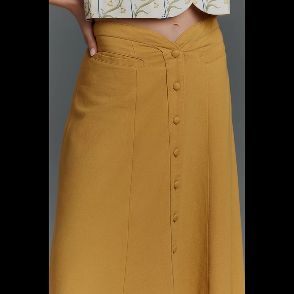 Anthropologie Maeve High-Waisted Button-Front Maxi Skirt - Picture 3 of 16